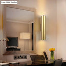 GobekUsa Gold Tube Wall Mounted LED Flush Mount Sconce for Corridor - Simple 1 Bulb Metal Light, 12"/19.5" H