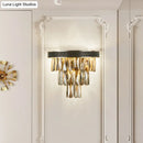 GobekUsa Smoke Grey LED Crystal Block Wall Sconce: Modern Lighting for Living Room