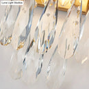 GobekUsa Modern Gold/Smoke Grey Round Wall Mount Lighting with Clear Crystal Teardrop - 2 Bulb Wall Lamp