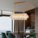GobekUsa Sleek 4-Bulb Snowflake Crystal Pendant Light Fixture: Modern Clear Oblong Design for Hanging Island