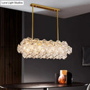GobekUsa Sleek 4-Bulb Snowflake Crystal Pendant Light Fixture: Modern Clear Oblong Design for Hanging Island