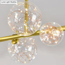 GobekUsa Gold Mid-Century Pendant Light - Stylish Spherical Clear Glass Ceiling Fixture for Dining Table