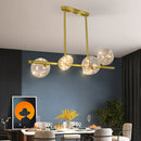 GobekUsa Gold Mid-Century Pendant Light - Stylish Spherical Clear Glass Ceiling Fixture for Dining Table