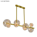 GobekUsa Gold Mid-Century Pendant Light - Stylish Spherical Clear Glass Ceiling Fixture for Dining Table
