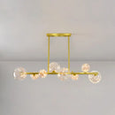 GobekUsa Gold Mid-Century Pendant Light - Stylish Spherical Clear Glass Ceiling Fixture for Dining Table