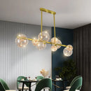 GobekUsa Gold Mid-Century Pendant Light - Stylish Spherical Clear Glass Ceiling Fixture for Dining Table