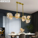 GobekUsa Gold Mid-Century Pendant Light - Stylish Spherical Clear Glass Ceiling Fixture for Dining Table