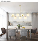 GobekUsa Mid-Century Gold Glass Pendant Lighting - 7 Light Spherical Island Ceiling Light for Dining Table