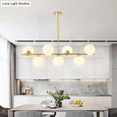 GobekUsa Mid-Century Gold Glass Pendant Lighting - 7 Light Spherical Island Ceiling Light for Dining Table