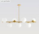 GobekUsa Mid-Century Gold Glass Pendant Lighting - 7 Light Spherical Island Ceiling Light for Dining Table