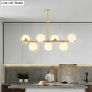 GobekUsa Mid-Century Gold Glass Pendant Lighting - 7 Light Spherical Island Ceiling Light for Dining Table