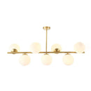 GobekUsa Mid-Century Gold Glass Pendant Lighting - 7 Light Spherical Island Ceiling Light for Dining Table