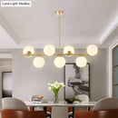 GobekUsa Mid-Century Gold Glass Pendant Lighting - 7 Light Spherical Island Ceiling Light for Dining Table