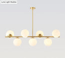 GobekUsa Mid-Century Gold Glass Pendant Lighting - 7 Light Spherical Island Ceiling Light for Dining Table