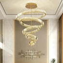 GobekUsa Crystal Circle LED Chandelier: Nordic Modern Stairs Pendant Lighting with Dimmable LED for Living Room