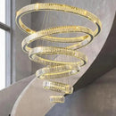 GobekUsa Crystal Circle LED Chandelier: Nordic Modern Stairs Pendant Lighting with Dimmable LED for Living Room