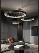 GobekUsa Crystal LED Chandelier Circle Hanging Lamp - Modern Luxury Dimmable Lighting