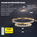 GobekUsa Crystal LED Chandelier Circle Hanging Lamp - Modern Luxury Dimmable Lighting