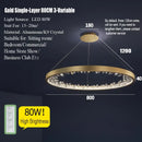GobekUsa Crystal LED Chandelier Circle Hanging Lamp - Modern Luxury Dimmable Lighting