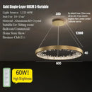 GobekUsa Crystal LED Chandelier Circle Hanging Lamp - Modern Luxury Dimmable Lighting
