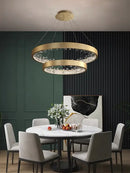 GobekUsa Crystal LED Chandelier Circle Hanging Lamp - Modern Luxury Dimmable Lighting