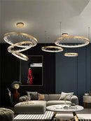GobekUsa Crystal LED Chandelier Circle Hanging Lamp - Modern Luxury Dimmable Lighting