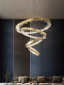 GobekUsa Crystal LED Chandelier Circle Hanging Lamp - Modern Luxury Dimmable Lighting