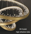 GobekUsa Crystal LED Chandelier Circle Hanging Lamp - Modern Luxury Dimmable Lighting