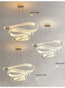 GobekUsa Crystal LED Pendant Chandelier - Modern Irregular Steel Foyer Lighting