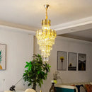 GobekUsa Crystal Chandelier: Stylish High Spiral Staircase Pendant Lighting