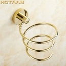 Modern gold spiral hair dryer holder bathroom anti rust rack by Decorbites