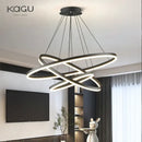 GobekUsa Black Led Rings Circle Pendant Chandelier for Living Dining Kitchen