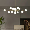 GobekUsa Gold Metal Sputnik Pendant Lighting with White Glass Shades - Modernize Your Living Room with 6/9/12 Heads