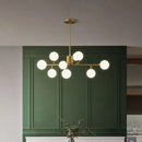 GobekUsa Gold Metal Sputnik Pendant Lighting with White Glass Shades - Modernize Your Living Room with 6/9/12 Heads