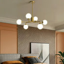 GobekUsa Gold Metal Sputnik Pendant Lighting with White Glass Shades - Modernize Your Living Room with 6/9/12 Heads