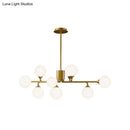 GobekUsa Gold Metal Sputnik Pendant Lighting with White Glass Shades - Modernize Your Living Room with 6/9/12 Heads