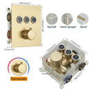 GobekUsa Gold Thermostatic Rainfall Shower Faucet Mixer Set for Bathroom with Ceiling Wall Mount