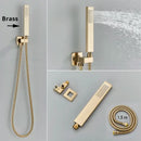 GobekUsa Gold Thermostatic Rainfall Shower Faucet Mixer Set for Bathroom with Ceiling Wall Mount