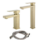 GobekUsa Gold Stainless Steel Basin Faucet Deck Mounted Hot Cold Water Mixer