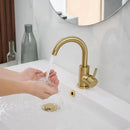 GobekUsa Gold Stainless Steel Basin Faucet, Single Handle Hot/Cold Bathroom Sink Mixer