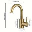 GobekUsa Gold Stainless Steel Basin Faucet, Single Handle Hot/Cold Bathroom Sink Mixer