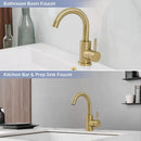 GobekUsa Gold Stainless Steel Basin Faucet, Single Handle Hot/Cold Bathroom Sink Mixer