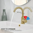 GobekUsa Gold Stainless Steel Basin Faucet with Single Handle for Bathroom Sink