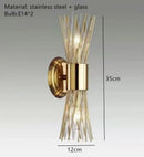 GobekUsa Gold Stainless Steel Glass Sconces for Bedroom, Dining, Aisle Wall Lights