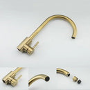 GobekUsa Gold Stainless Steel Kitchen Faucet: Deck Mounted Hot Cold Water Mixer Taps