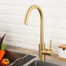 GobekUsa Gold Stainless Steel Kitchen Faucet: Deck Mounted Hot Cold Water Mixer Taps