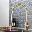 GobekUsa Gold Stainless Steel Kitchen Faucet: Deck Mounted Hot Cold Water Mixer Taps