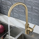 GobekUsa Gold Stainless Steel Kitchen Faucet: Deck Mounted Hot Cold Water Mixer Taps