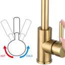 GobekUsa Gold Stainless Steel Kitchen Faucet: Deck Mounted Hot Cold Water Mixer Taps