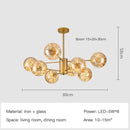 GobekUsa Gold Star Glass Ball Pendant Light: Modern Nordic LED Chandelier for Home Décor